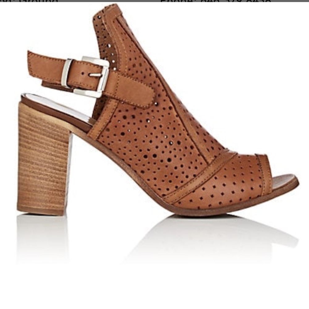 BARNEYS Perforated Leather heel Slingback Sandals